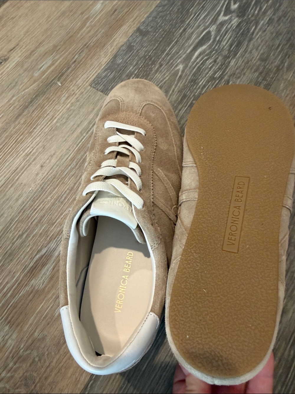 Veronica Beard Riveria Sneakers size 7 1/2. Sand color - Picture 5 of 7